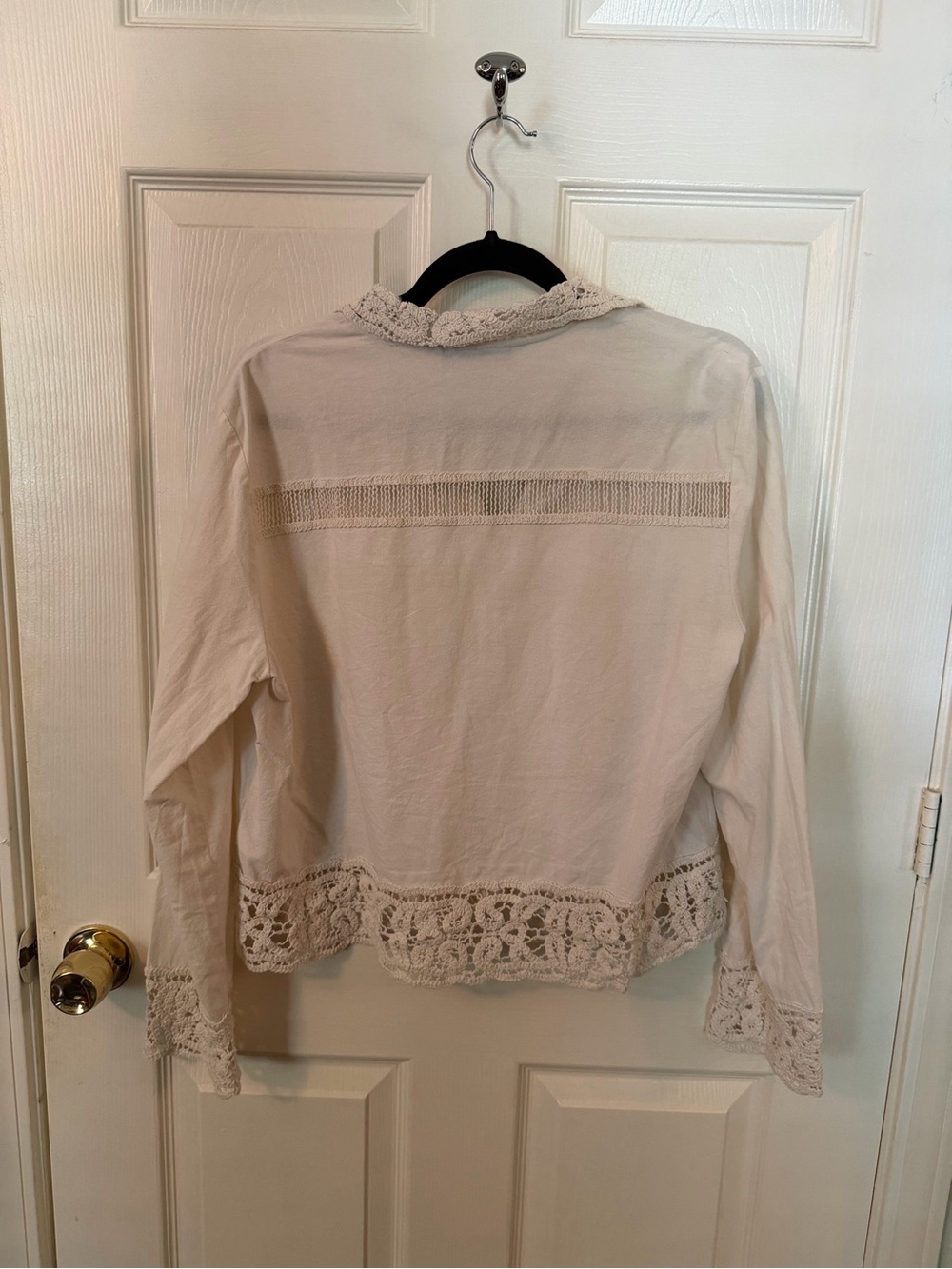 Zara Cream Lace-Trim Button-Front Blouse - Picture 3 of 3